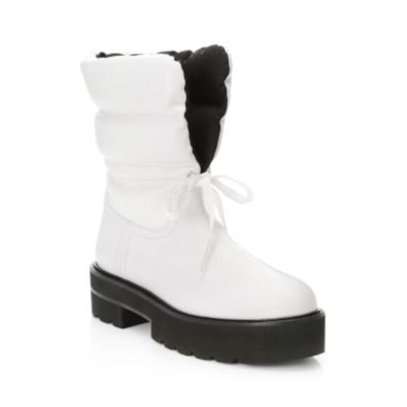 STUART WEITZMAN Shoes - STUART WEITZMAN Womens White Tie 1-1/2" Platform Tyler Leather Booties 6.5